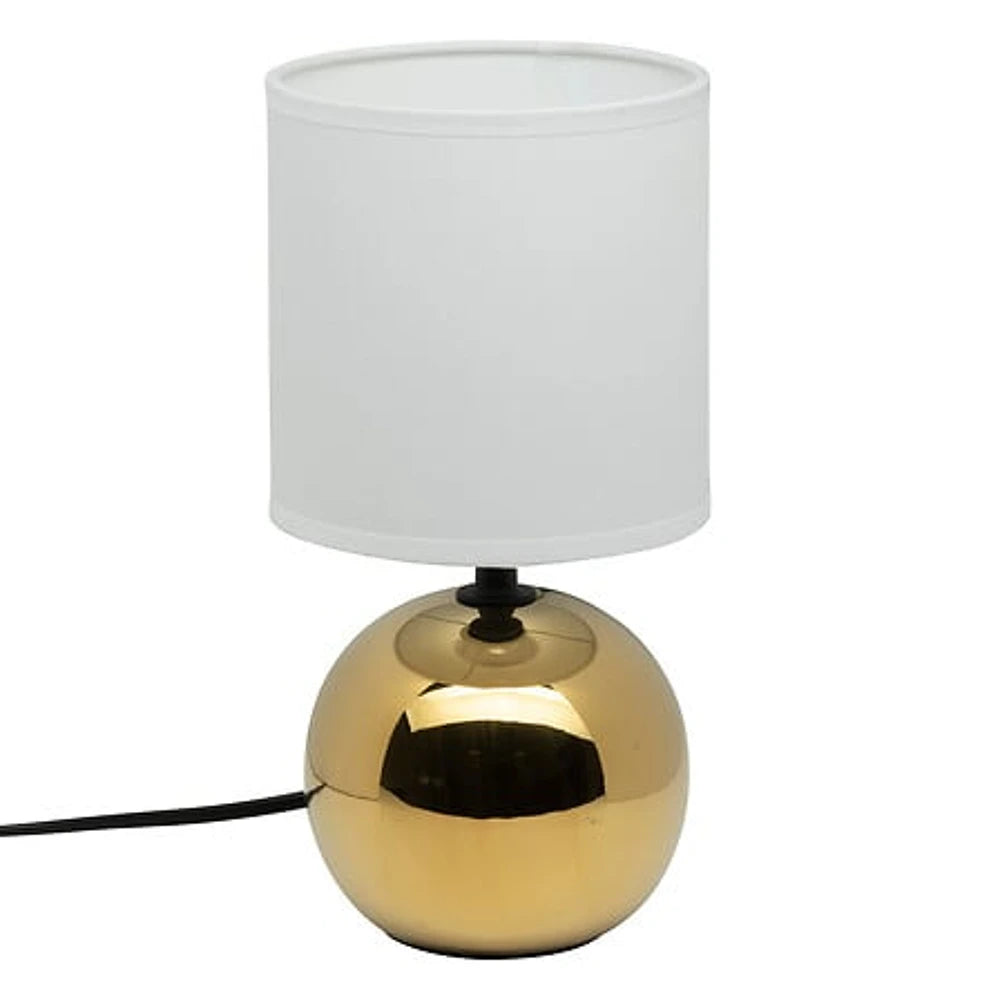 Lampada Timeo Metallizzata Oro paralume bianco sfondo bianco