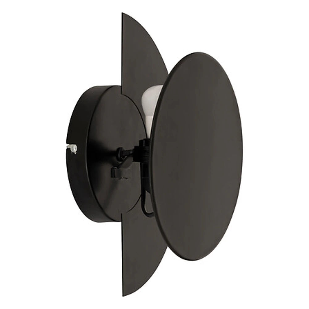 Applique Mysti nera - vista laterale sinistra doppio disco sfondo bianco
