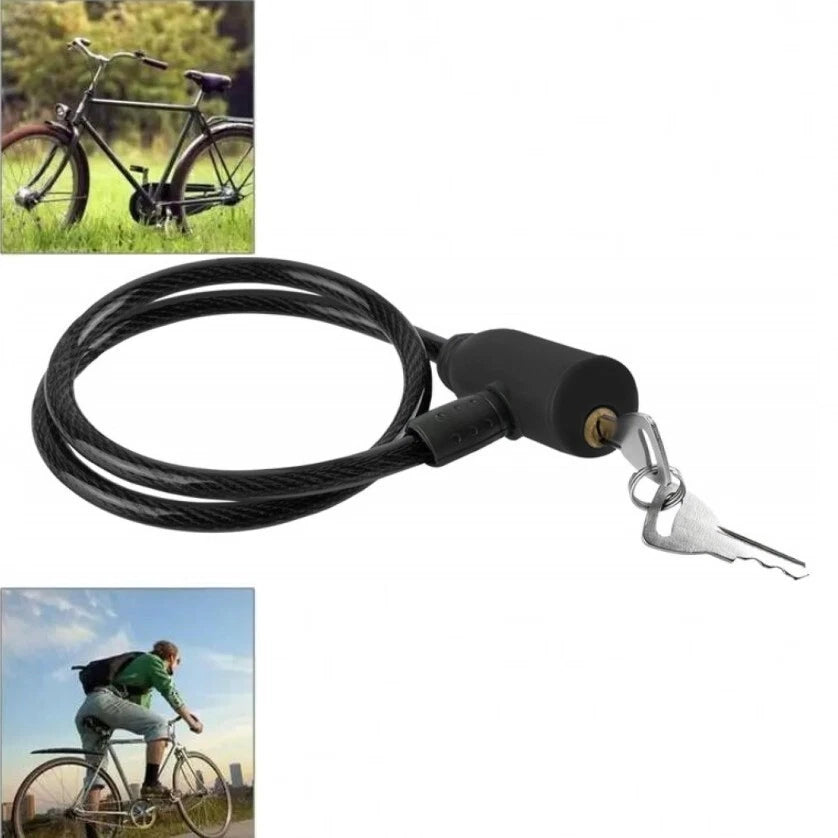 Lucchetto Catena Bici Cavo Acciaio 66cm, Antifurto Antitaglio, Rivestimento Silicone, 2 Chiavi, 4 Colori