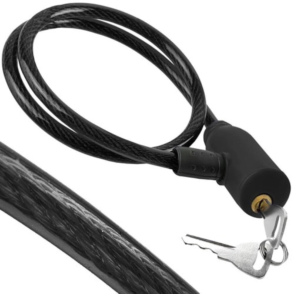 Lucchetto Catena Bici Cavo Acciaio 66cm, Antifurto Antitaglio, Rivestimento Silicone, 2 Chiavi, 4 Colori