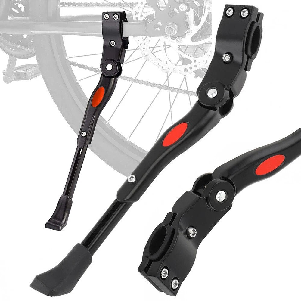 Cavalletto Laterale Bici MTB Regolabile, Alluminio, Ruote 24"/26"/27", Piedino Antiscivolo, Nero
