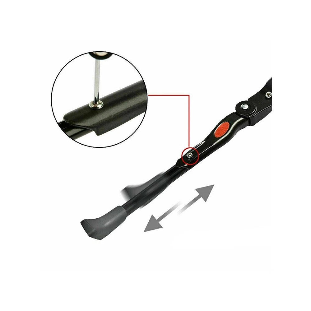 Cavalletto Laterale Bici MTB Regolabile, Alluminio, Ruote 24"/26"/27", Piedino Antiscivolo, Nero