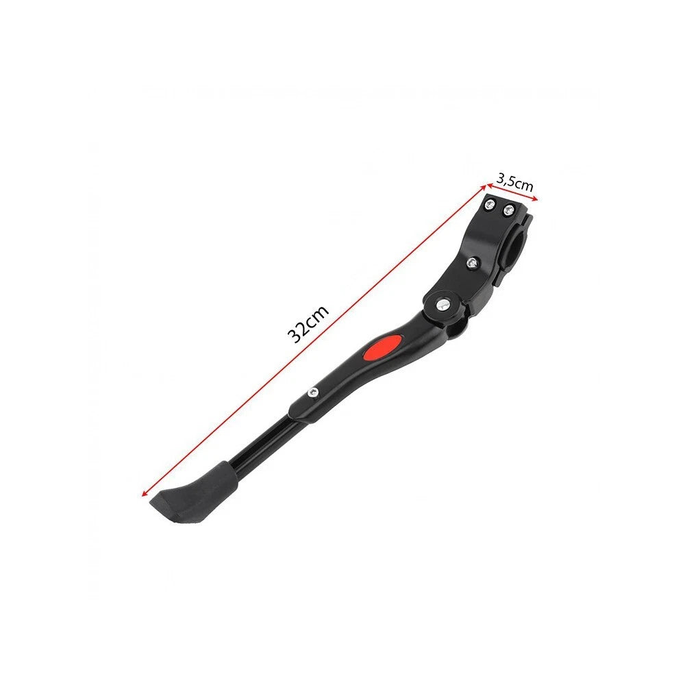 Cavalletto Laterale Bici MTB Regolabile, Alluminio, Ruote 24"/26"/27", Piedino Antiscivolo, Nero