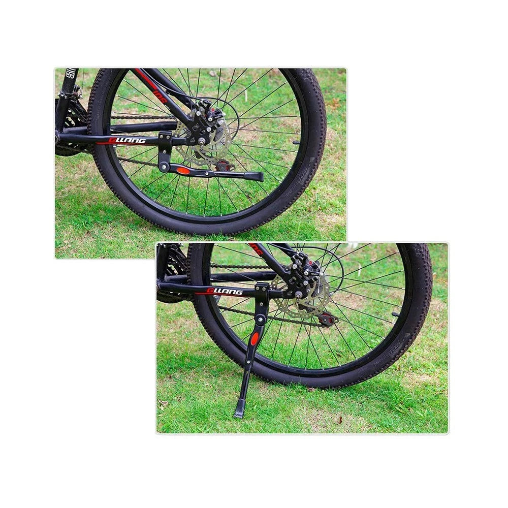 Cavalletto Laterale Bici MTB Regolabile, Alluminio, Ruote 24"/26"/27", Piedino Antiscivolo, Nero
