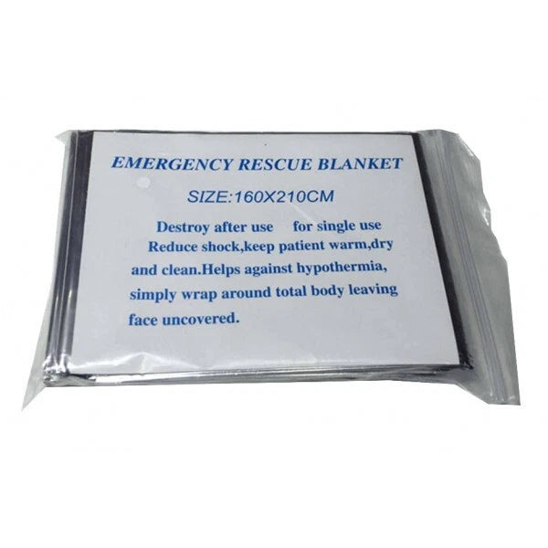 Coperta Termica di Emergenza 130x210cm, Oro/Argento, 50g, Trattiene 90% Calore, Impermeabile e Antivento