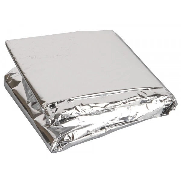 Coperta Termica di Emergenza 130x210cm, Oro/Argento, 50g, Trattiene 90% Calore, Impermeabile e Antivento
