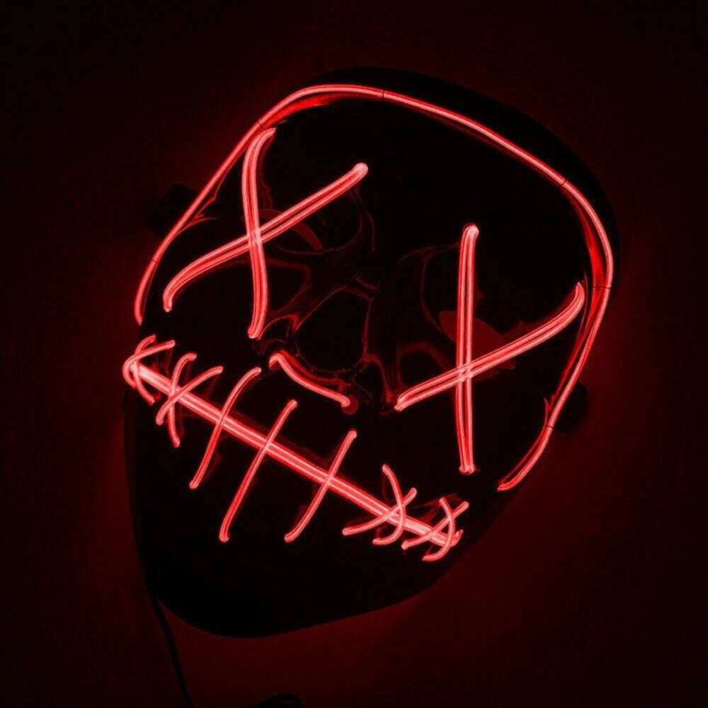 Maschera LED Halloween Purge in PVC, LED Rosso 3 Modalità, Tracolla Regolabile, per Feste Rave Party Carnevale