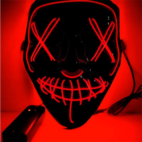 Maschera LED Halloween Purge in PVC, LED Rosso 3 Modalità, Tracolla Regolabile, per Feste Rave Party Carnevale