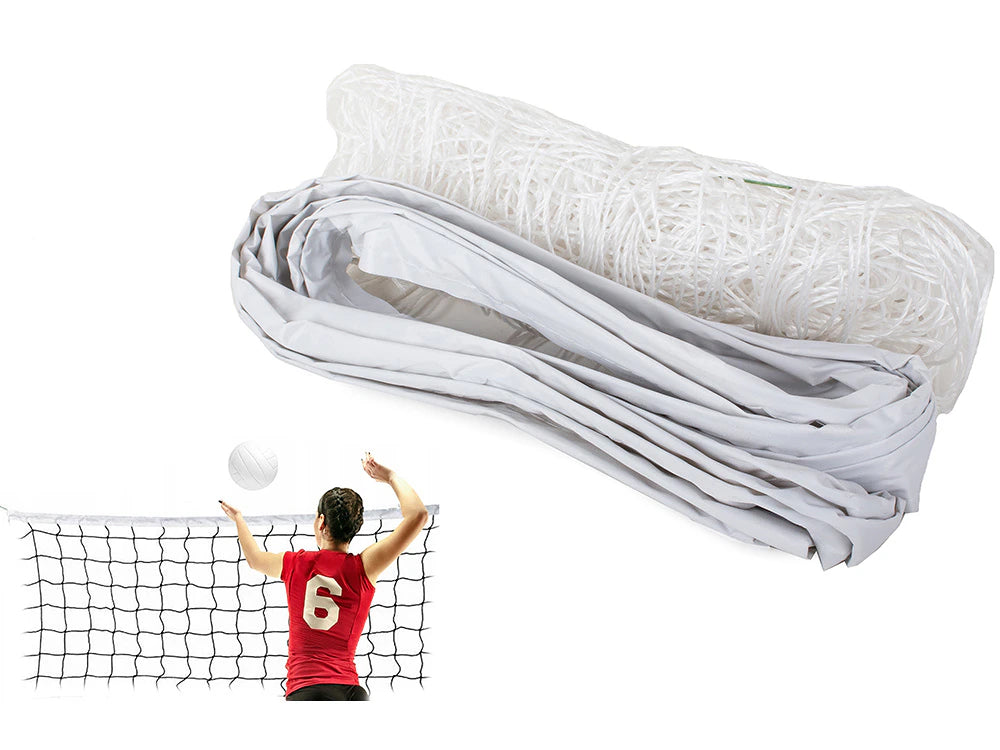 Rete da Pallavolo Professionale 9,5m x 1m, Maglia 14x14cm, Bianca, Interno ed Esterno