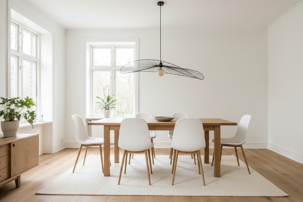 Lampada a Sospensione in Acciaio Adelia, Ø98cm, H105cm, Nera, Autoassemblaggio