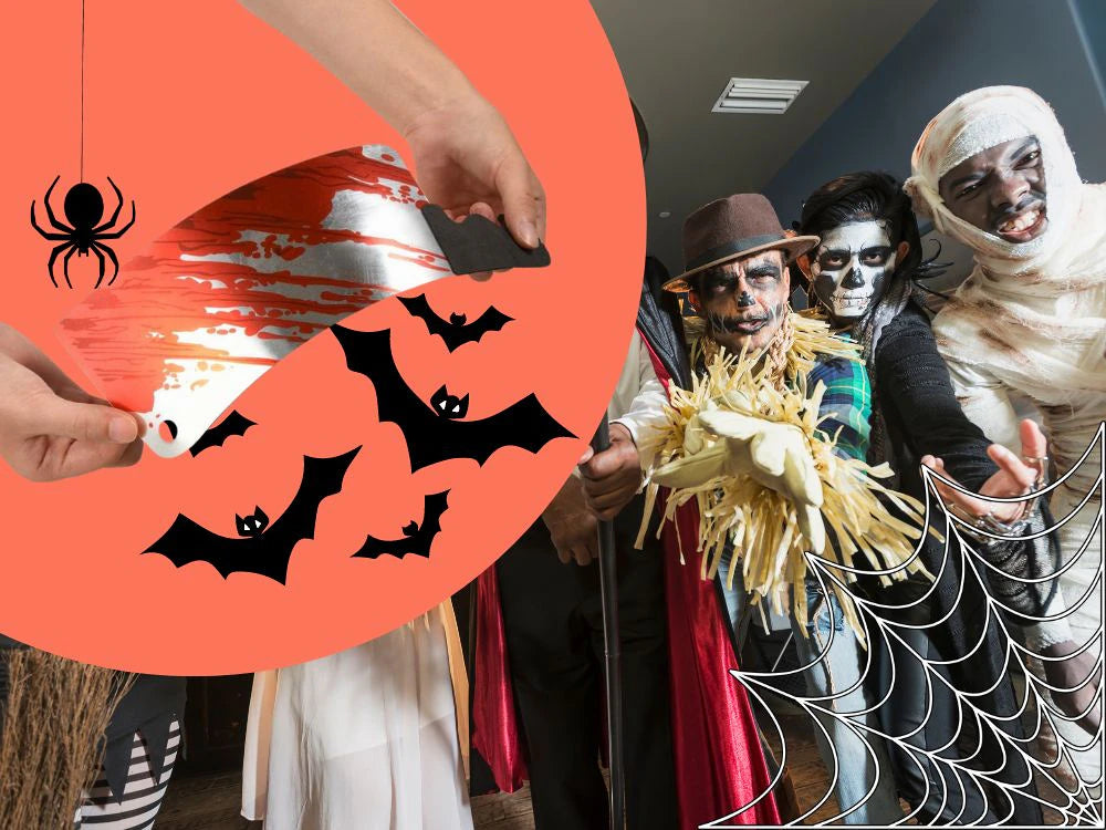 Ghirlanda Halloween Coltelli e Mannaia Insanguinata 2 Metri 8 Strumenti