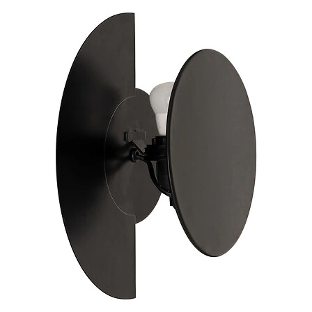 Applique Mysti nera - vista laterale destra doppio disco sfondo bianco