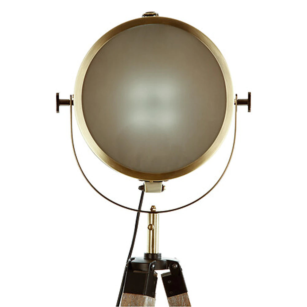 Lampada da Terra Ebor dettaglio faro bronzo vetro satinato frontale