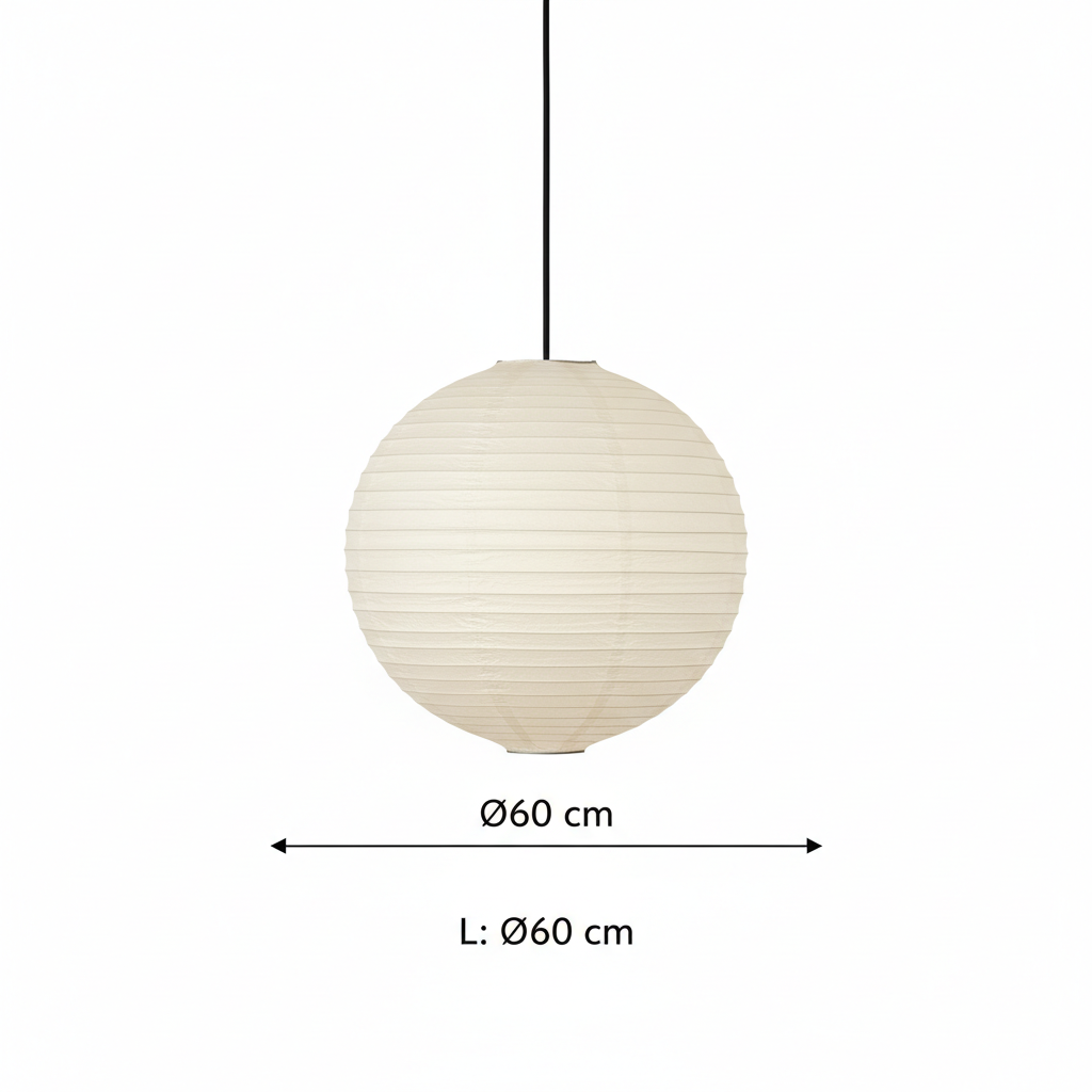 Lampada a Sospensione Lanterna Sfera in Carta, Struttura Acciaio/Ferro, Bianca — 3 Taglie S D35 M D45 L D60