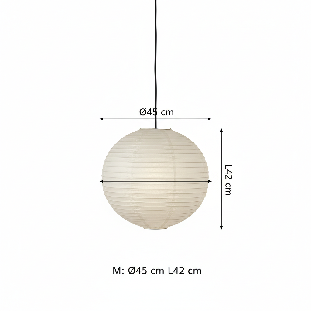 Lampada a Sospensione Lanterna Sfera in Carta, Struttura Acciaio/Ferro, Bianca — 3 Taglie S D35 M D45 L D60