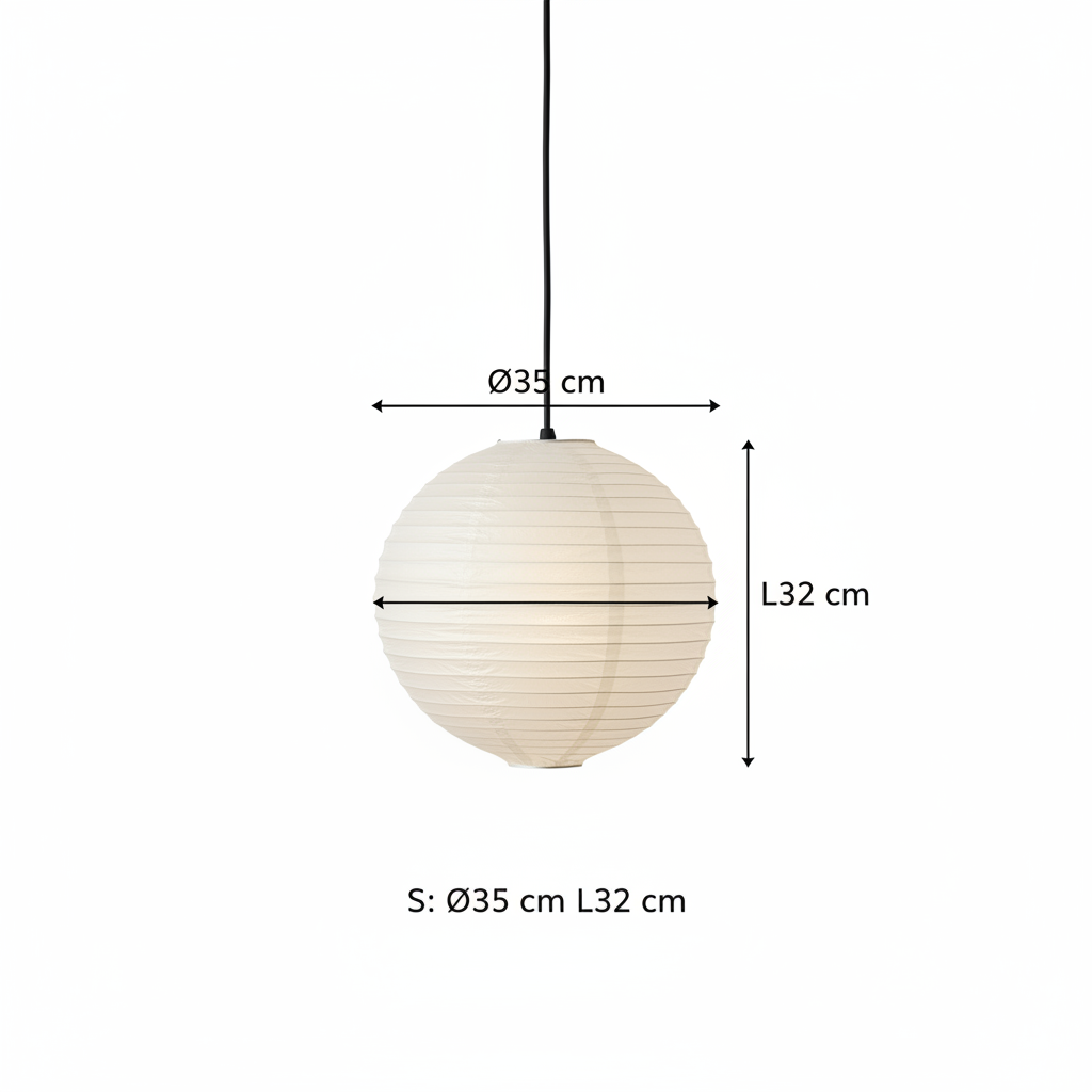 Lampada a Sospensione Lanterna Sfera in Carta, Struttura Acciaio/Ferro, Bianca — 3 Taglie S D35 M D45 L D60