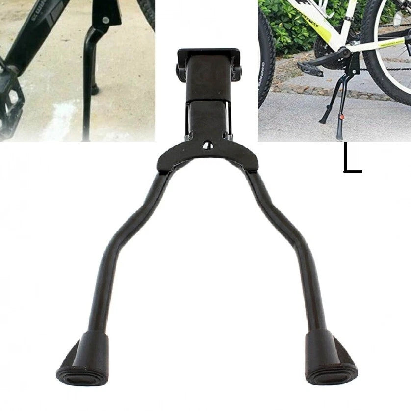 Cavalletto Doppio Centrale per Bici in Acciaio, Ruote 24-27,5", Piedini Antiscivolo, H35cm, Nero