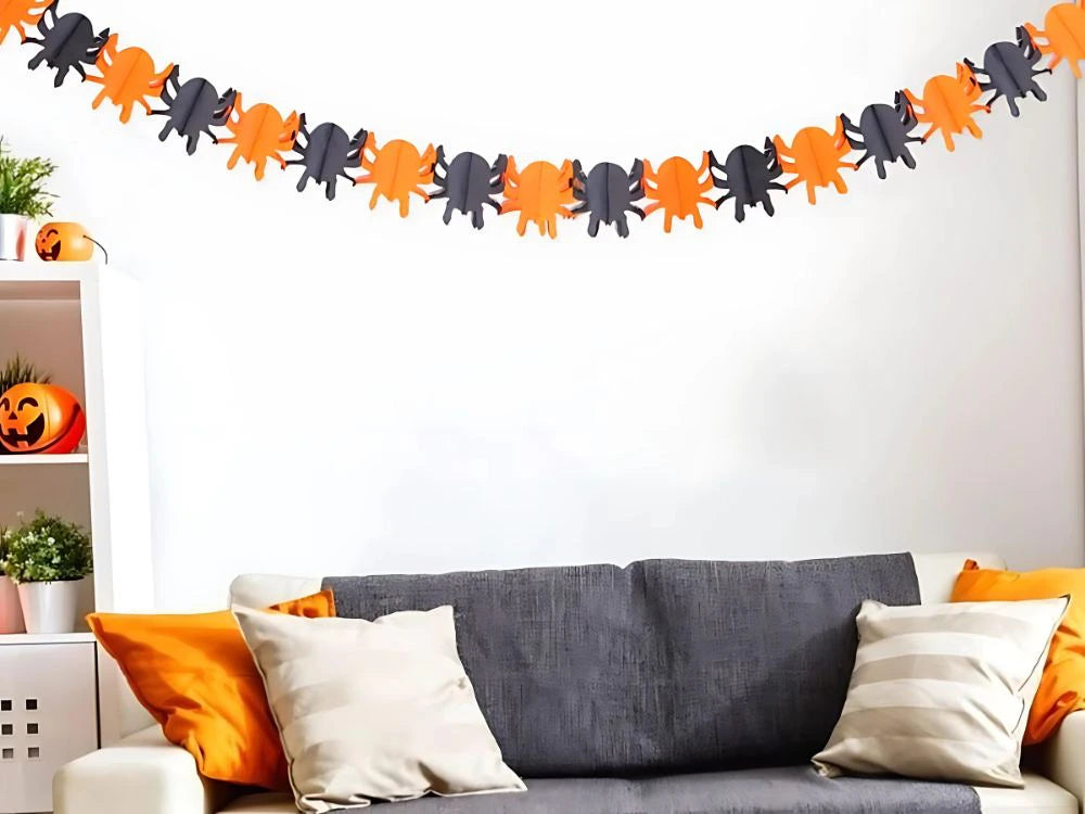 Ghirlanda Decorativa Halloween Zucca e Ragno 3 Metri Carta
