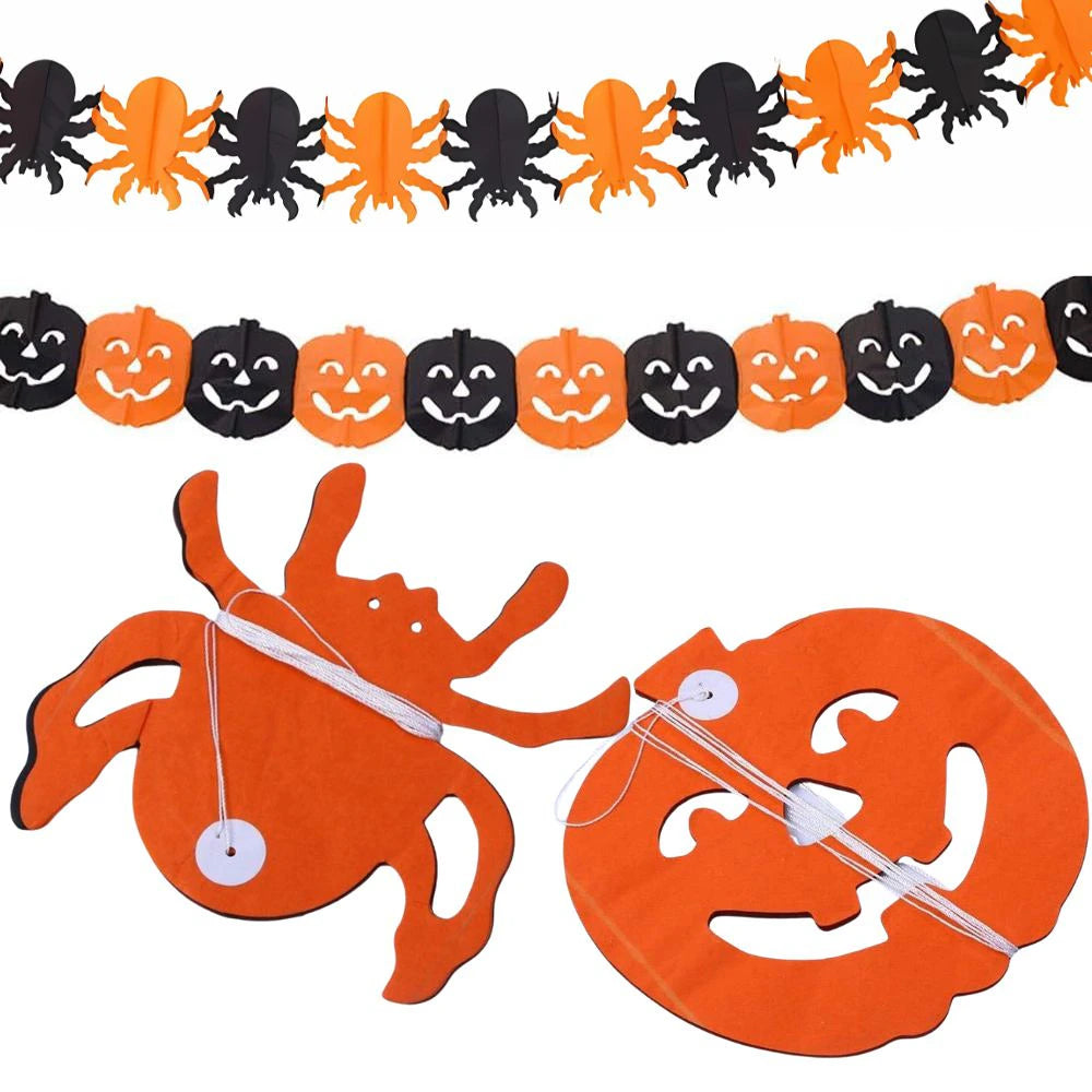 Ghirlanda Decorativa Halloween Zucca e Ragno 3 Metri Carta