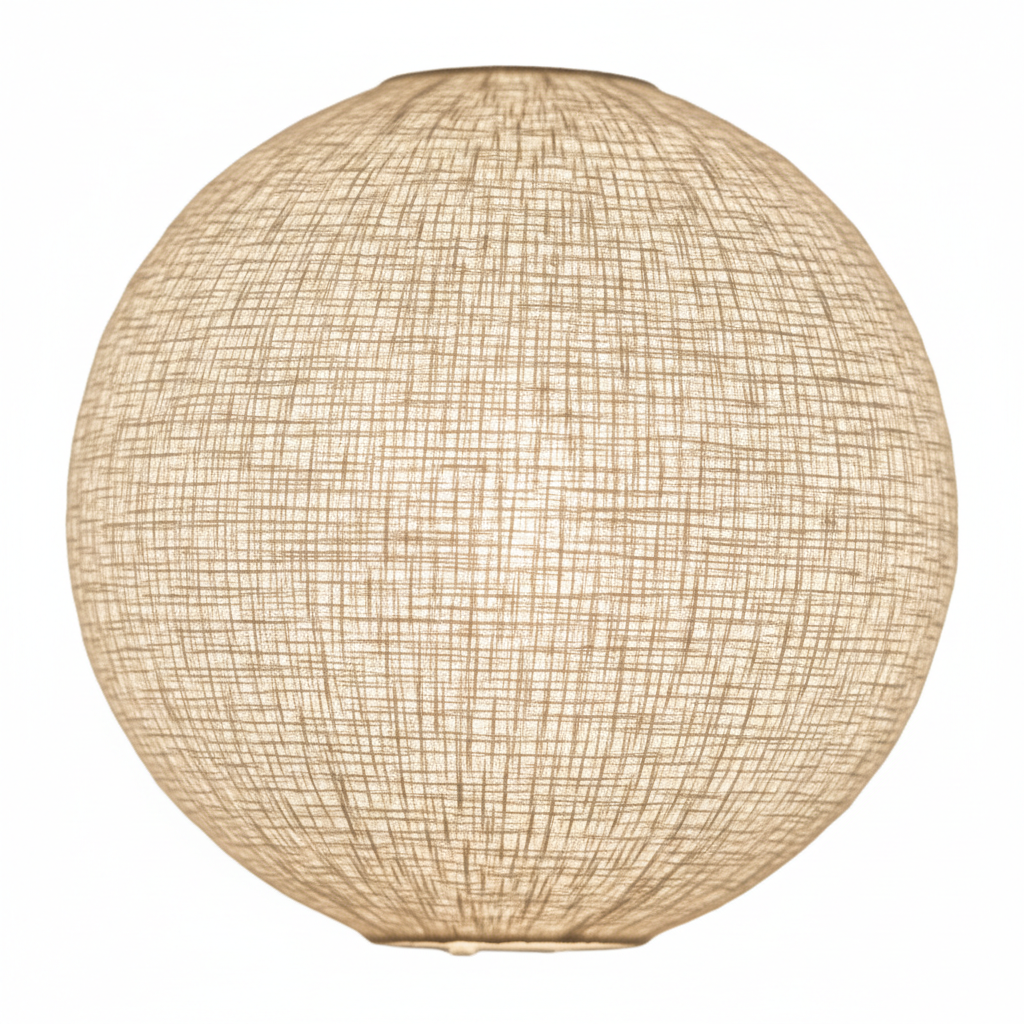 Lampada a Sospensione Lanterna Sfera Jordy in Lino Bianco, Disponibile in 3 Misure Ø32 Ø43 Ø57cm, Uso Interno