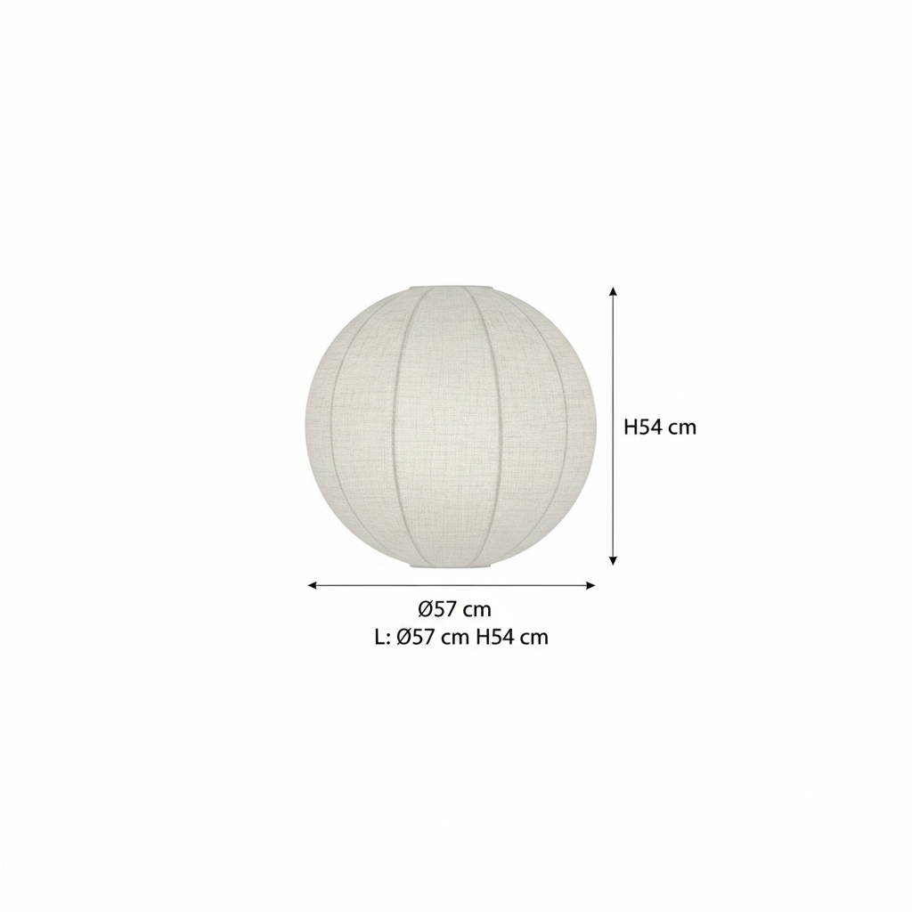 Lampada a Sospensione Lanterna Sfera Jordy in Lino Bianco, Disponibile in 3 Misure Ø32 Ø43 Ø57cm, Uso Interno