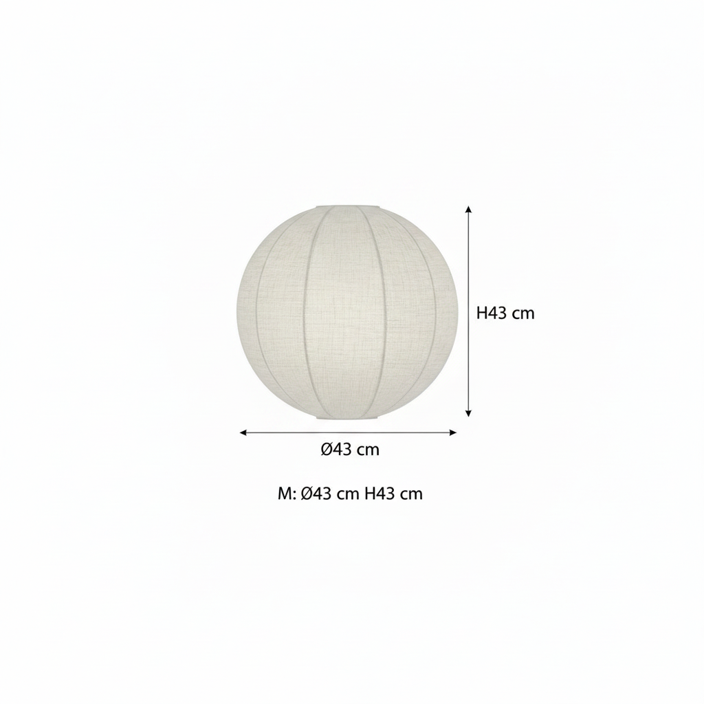 Lampada a Sospensione Lanterna Sfera Jordy in Lino Bianco, Disponibile in 3 Misure Ø32 Ø43 Ø57cm, Uso Interno
