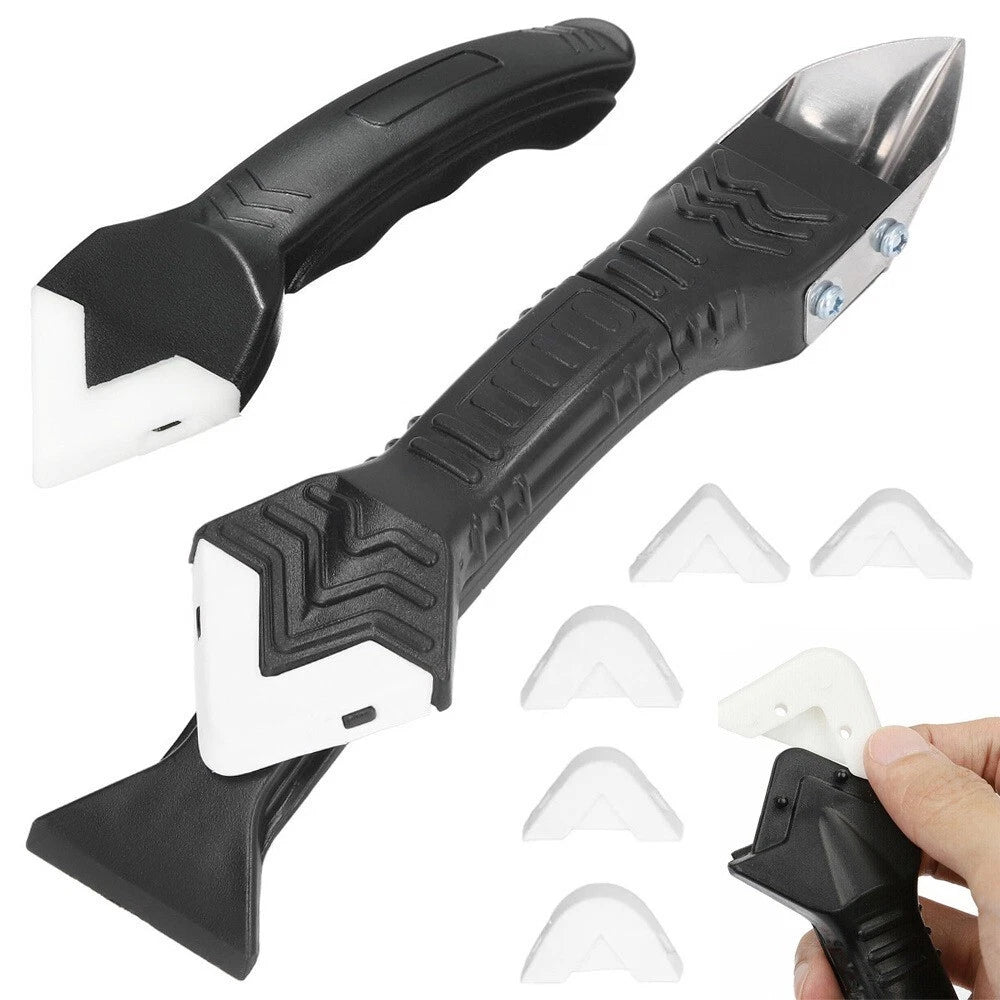 Kit Applicatore e Raschietto Silicone 3 in 1, 2 Utensili + 5 Profili, per Giunti Silicone Acrilico