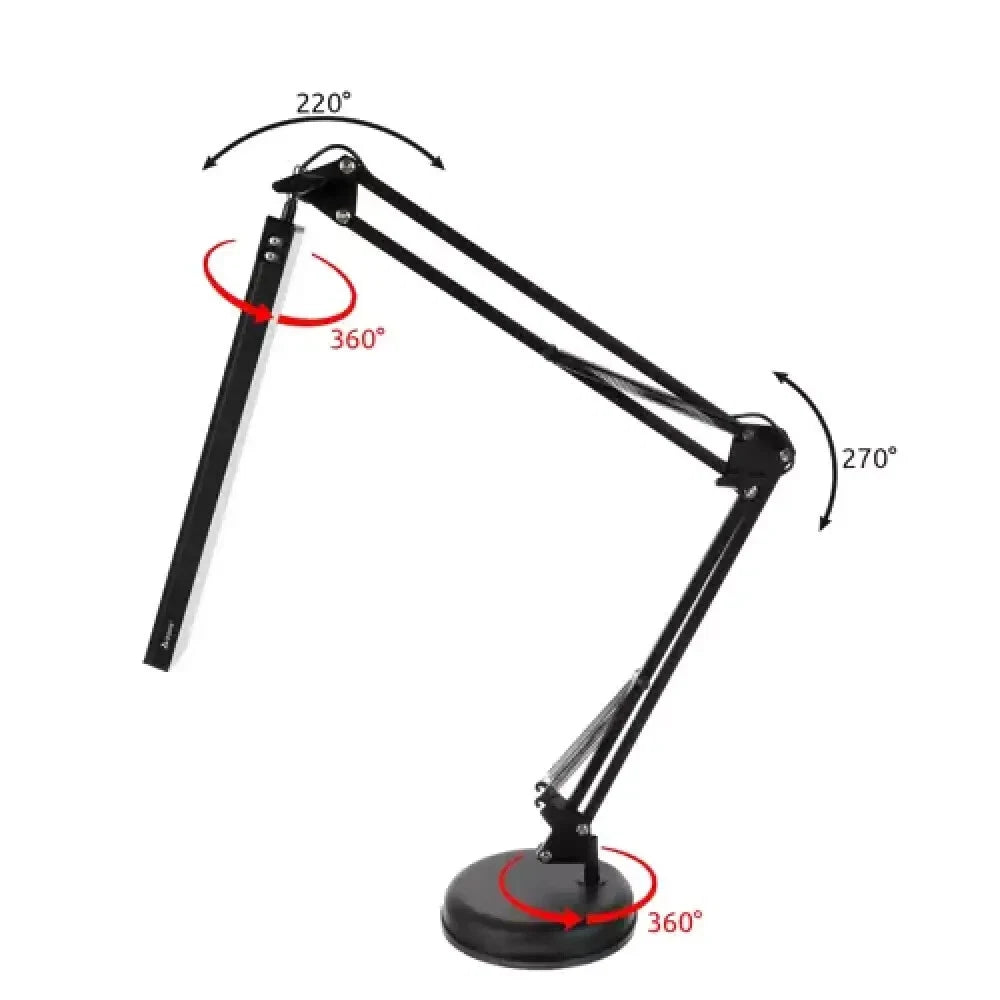 Lampada LED Scrivania con Braccio Flessibile e Morsetto, 80 LED, 10 Livelli, 3 Colori, 5,6W 230V, Nera