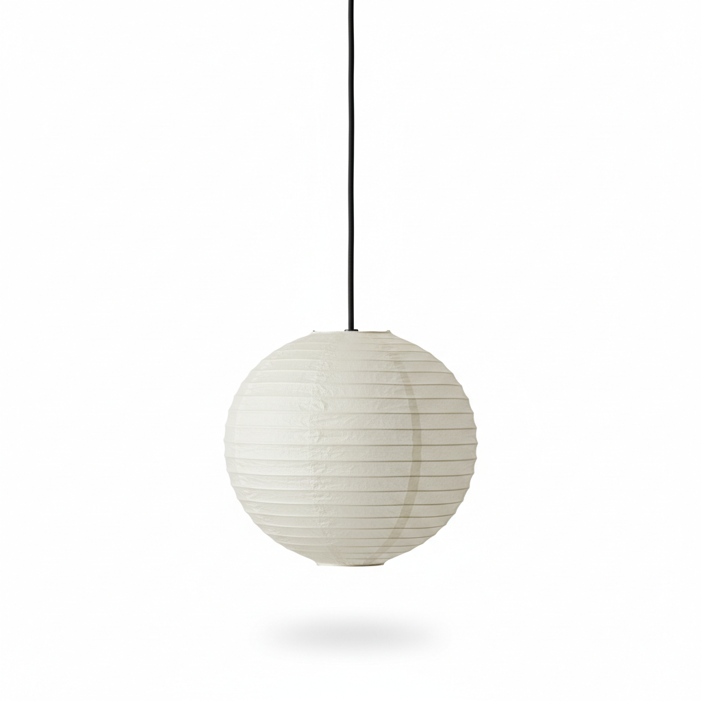 Lampada a Sospensione Lanterna Sfera in Carta, Struttura Acciaio/Ferro, Bianca — 3 Taglie S D35 M D45 L D60