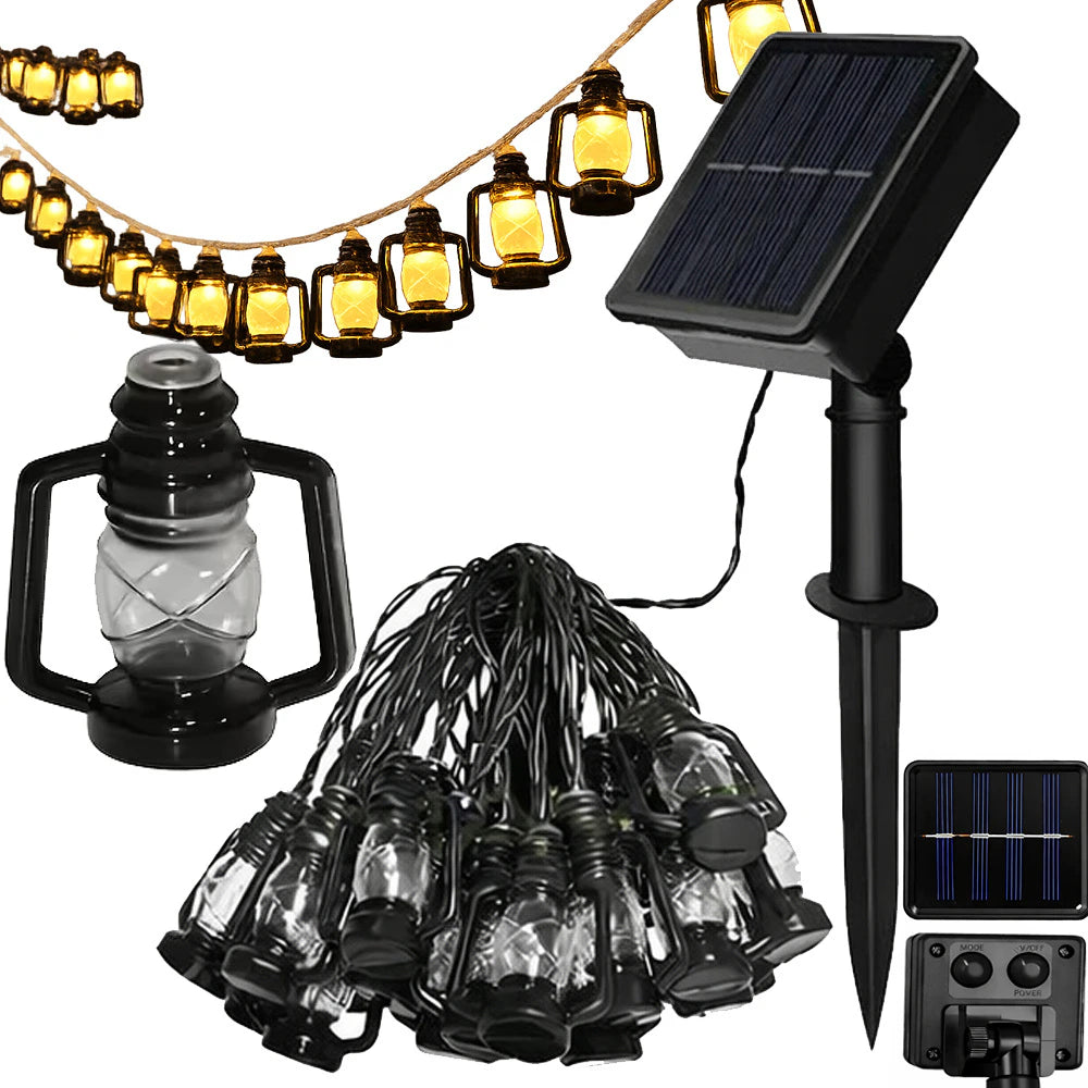 Luci Solari da Giardino LED Ghirlanda 20 Lanterne Balcone e Terrazza