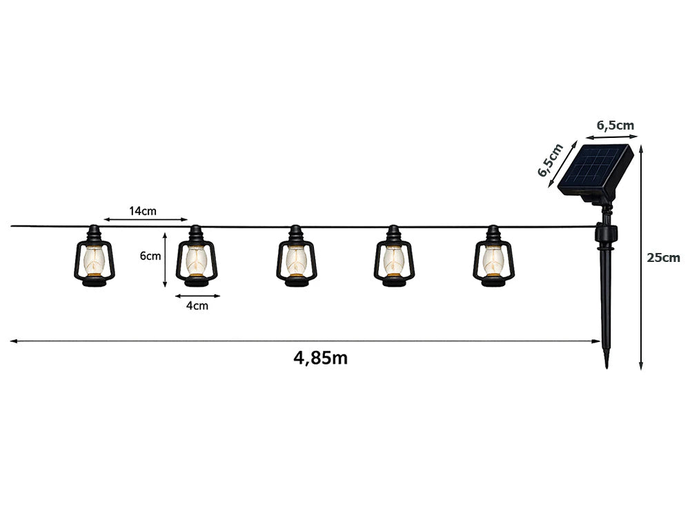 Luci Solari da Giardino LED Ghirlanda 20 Lanterne Balcone e Terrazza