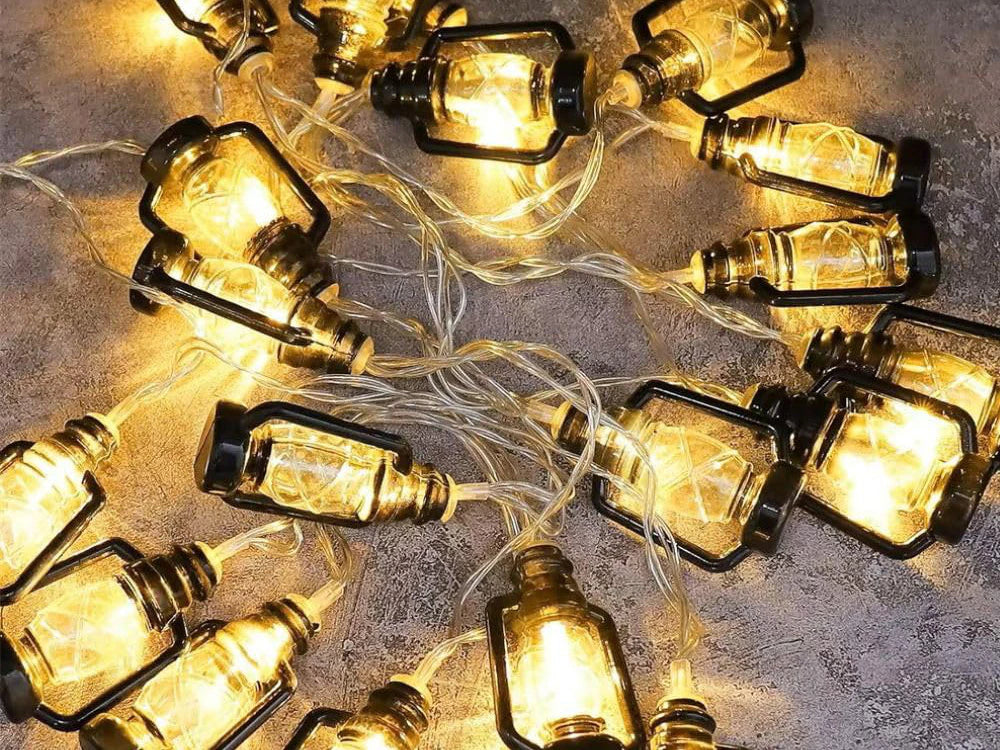 Luci Solari da Giardino LED Ghirlanda 20 Lanterne Balcone e Terrazza