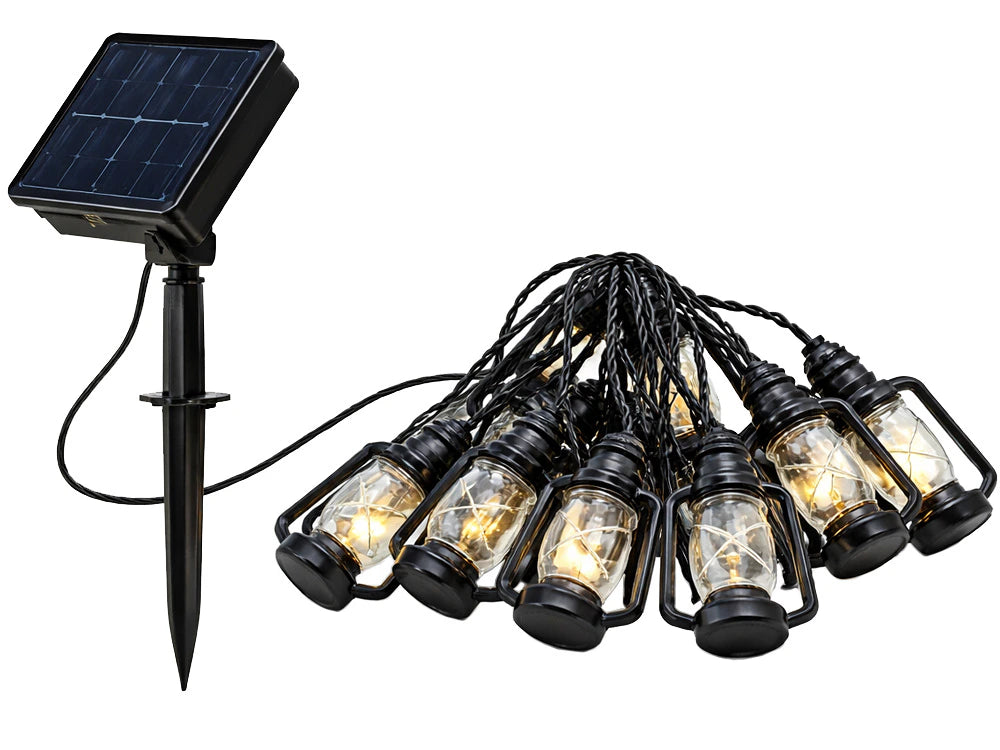 Luci Solari da Giardino LED | Ghirlanda 30 Lanterne | Balcone e Terrazza