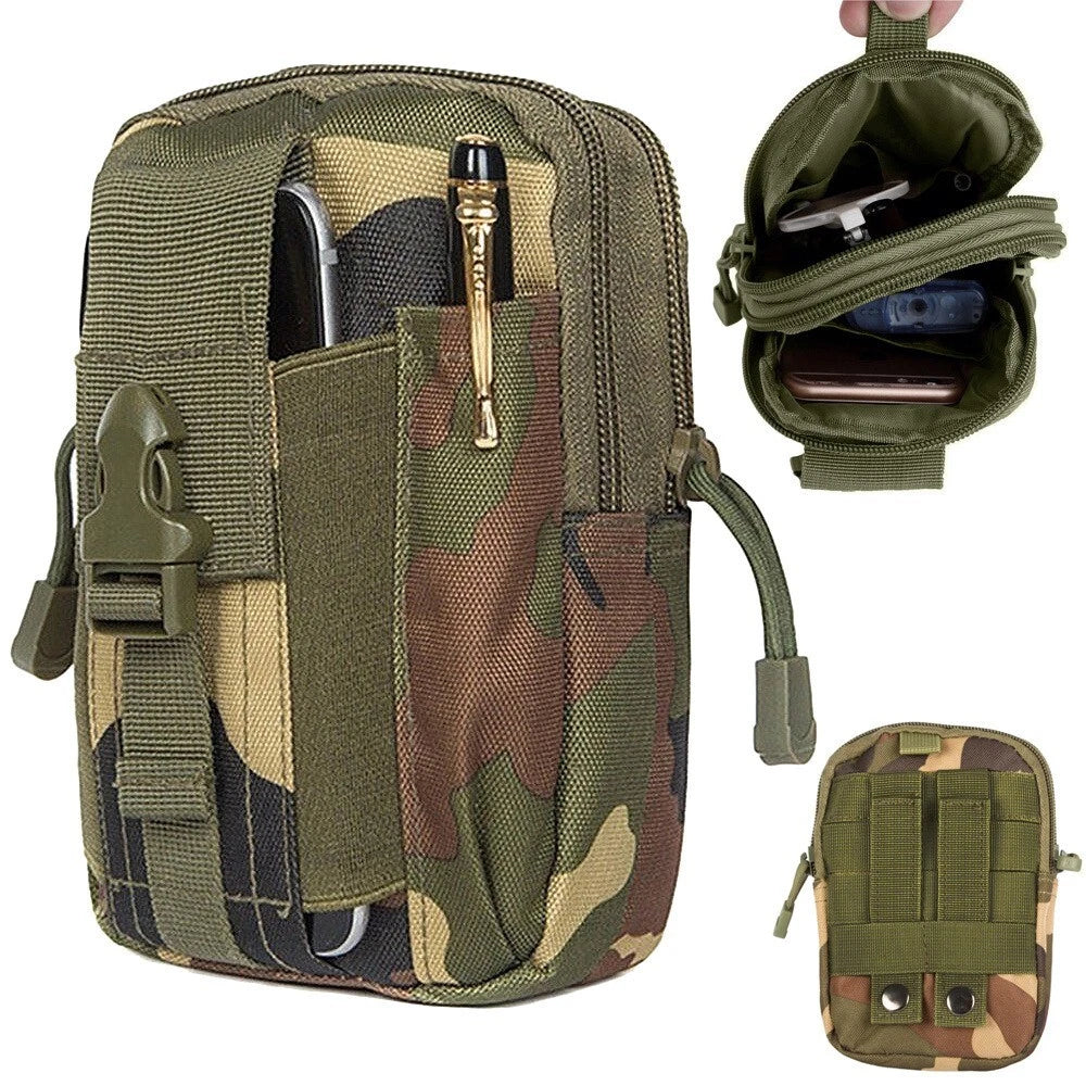 Marsupio Tattico Borsello da Cintura Verde Militare, Trekking e Campeggio, Unisex, 18x12x6cm