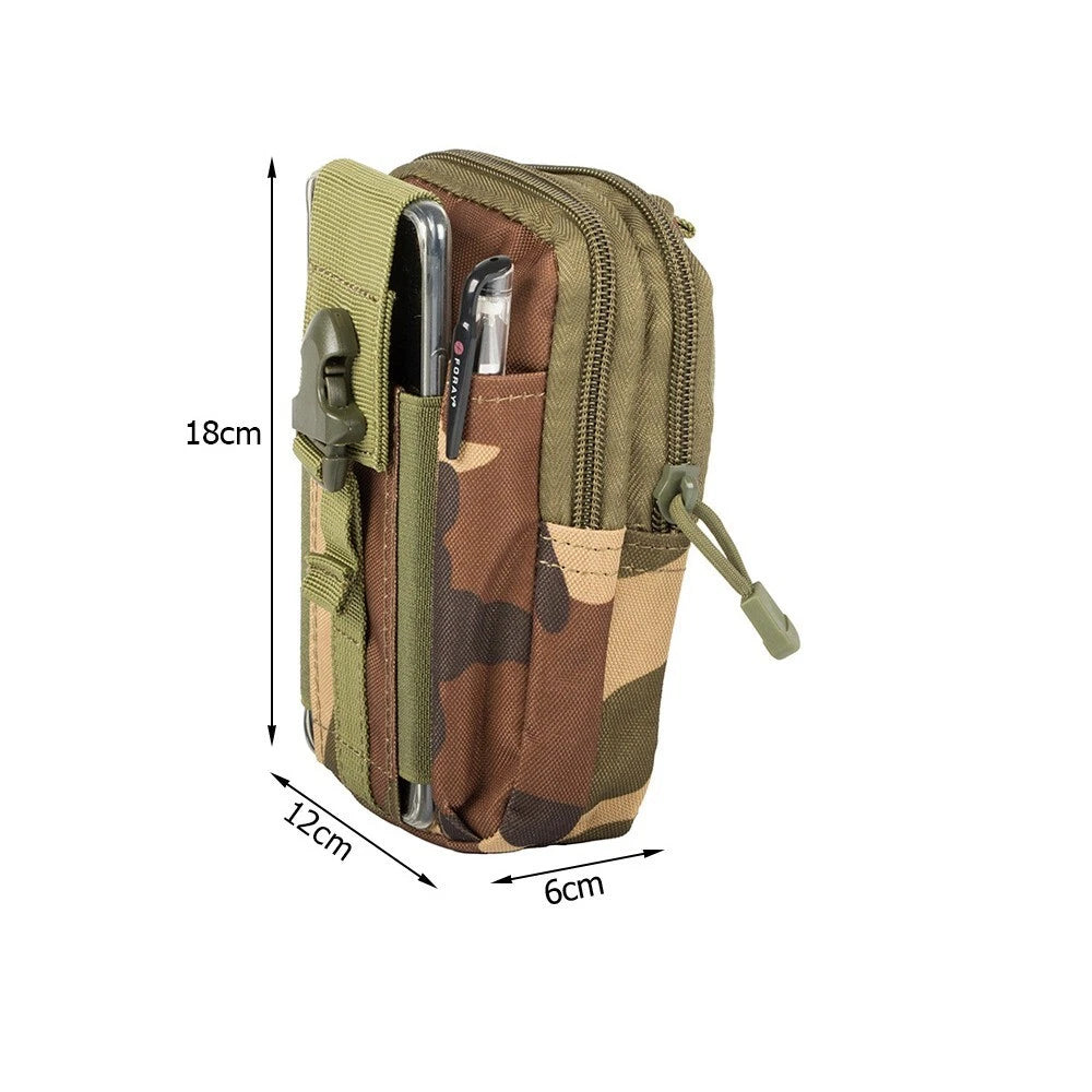 Marsupio Tattico Borsello da Cintura Verde Militare, Trekking e Campeggio, Unisex, 18x12x6cm