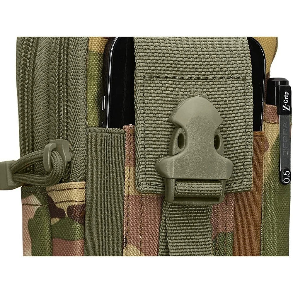 Marsupio Tattico Borsello da Cintura Verde Militare, Trekking e Campeggio, Unisex, 18x12x6cm