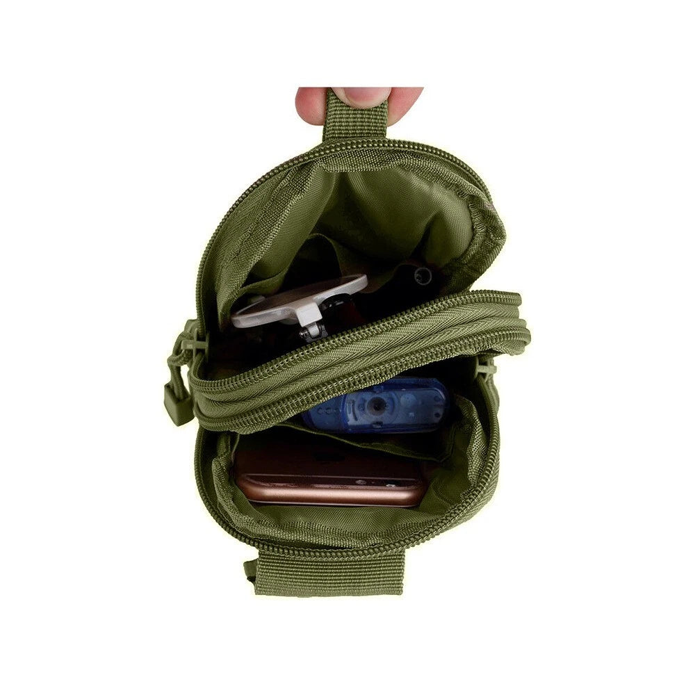 Marsupio Tattico Borsello da Cintura Verde Militare, Trekking e Campeggio, Unisex, 18x12x6cm