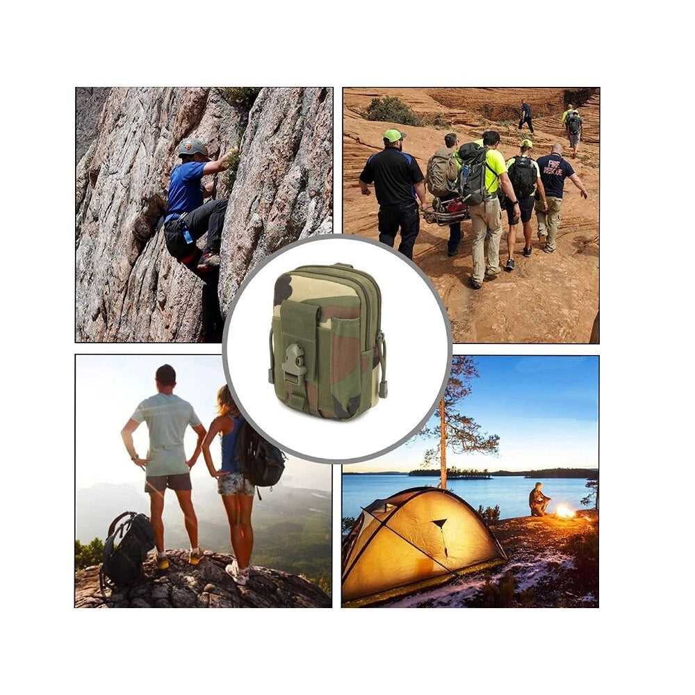 Marsupio Tattico Borsello da Cintura Verde Militare, Trekking e Campeggio, Unisex, 18x12x6cm