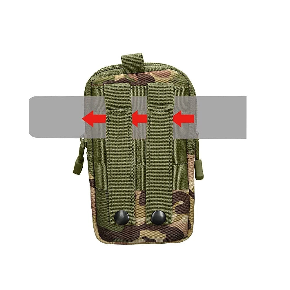 Marsupio Tattico Borsello da Cintura Verde Militare, Trekking e Campeggio, Unisex, 18x12x6cm