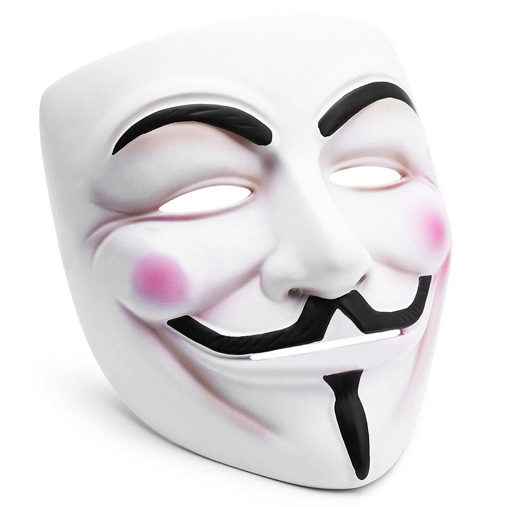 Maschera V per Vendetta Anonymous, 20x18,5cm, Bianca, per Carnevale, Halloween e Cosplay