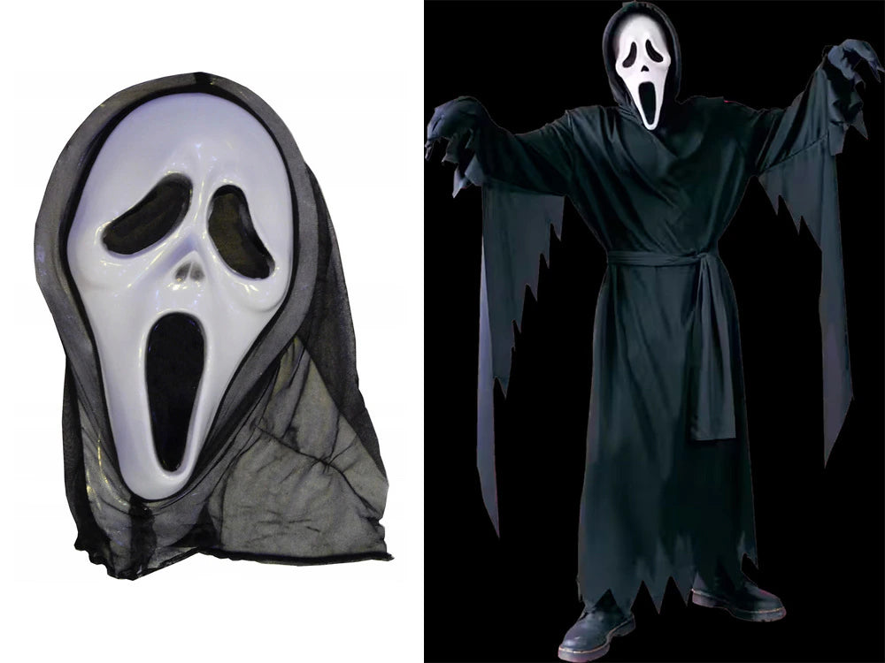 Maschera da Urlo Halloween, Taglia Universale, Bianco e Nero, 18x35cm