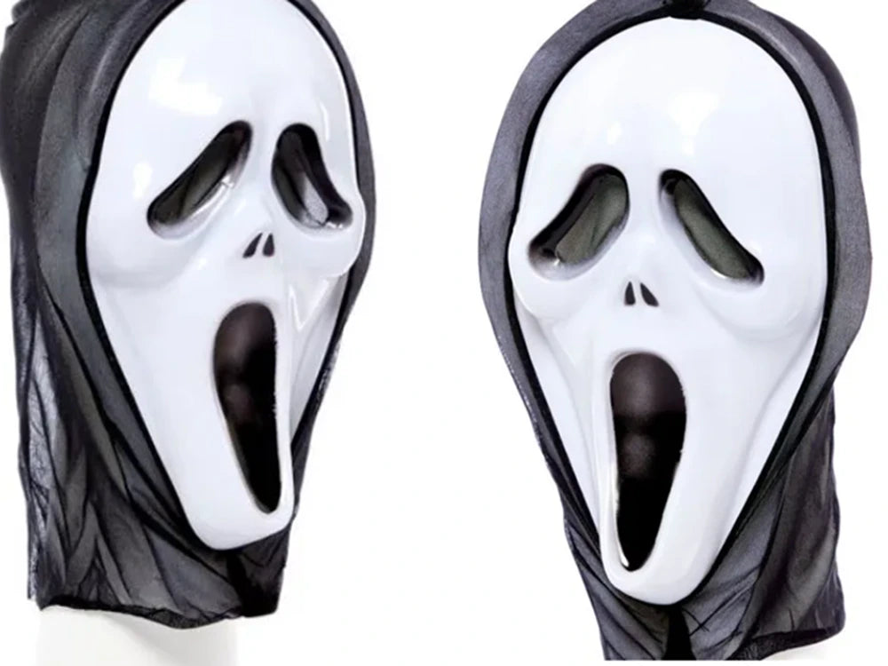 Maschera da Urlo Halloween, Taglia Universale, Bianco e Nero, 18x35cm