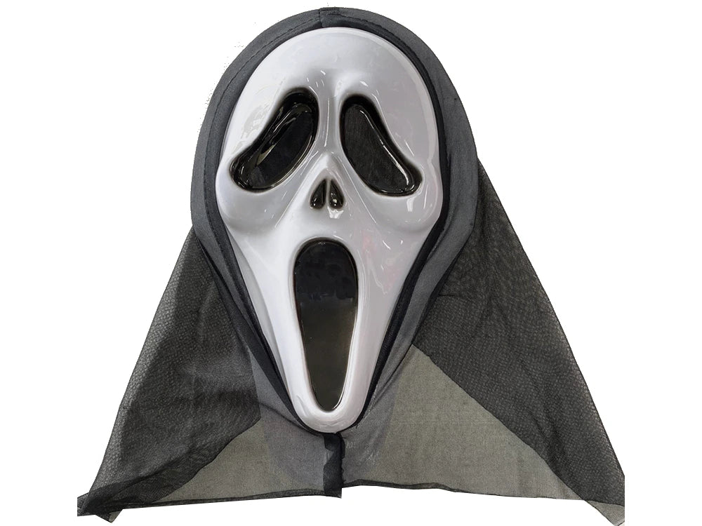 Maschera da Urlo Halloween, Taglia Universale, Bianco e Nero, 18x35cm