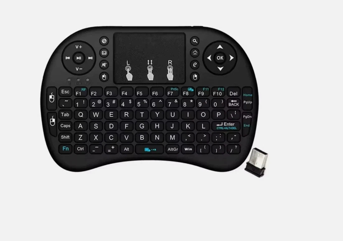 Mini Tastiera Wireless 2,4GHz con Touchpad e Retroilluminazione 4 Colori, 69 Tasti, per Android TV, PC, Smart TV
