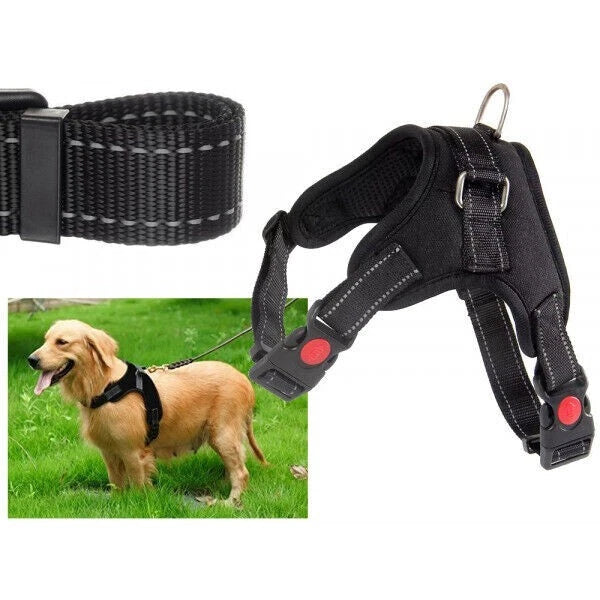 Pettorina per Cane Taglia XL, Senza Pressione, Riflettente, Regolabile, fino a 30kg, PP + Poliestere