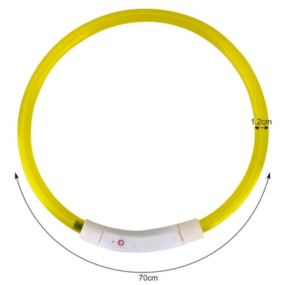 Collare LED Luminoso Cane e Gatto USB Ricaricabile e regolabile 2 misure
