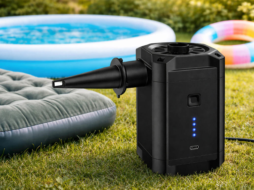Pompa ad aria elettrica portatile per gonfiabili batteria inclusa 5200 mah