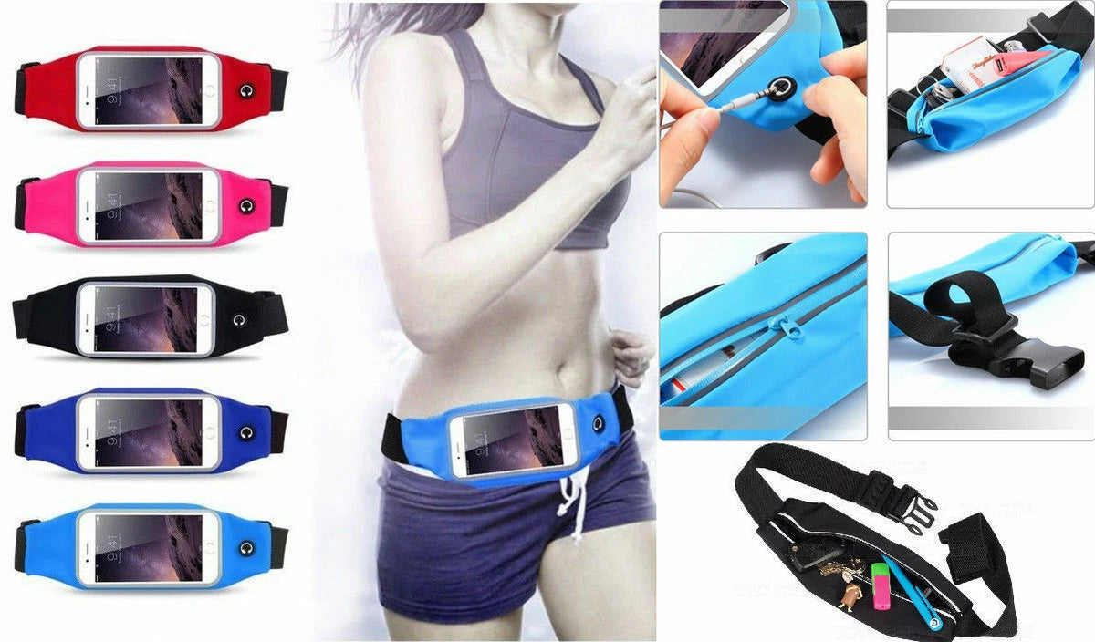 Marsupio Impermeabile Porta Smartphone fino a 5,5", Touch Screen, Uscita Cuffie, Fascia Regolabile, 6 Colori