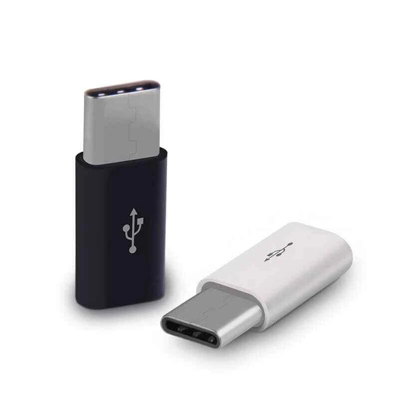 Adattatore Micro USB Femmina a USB Type-C Maschio, Convertitore Compatto, Nero o Bianco