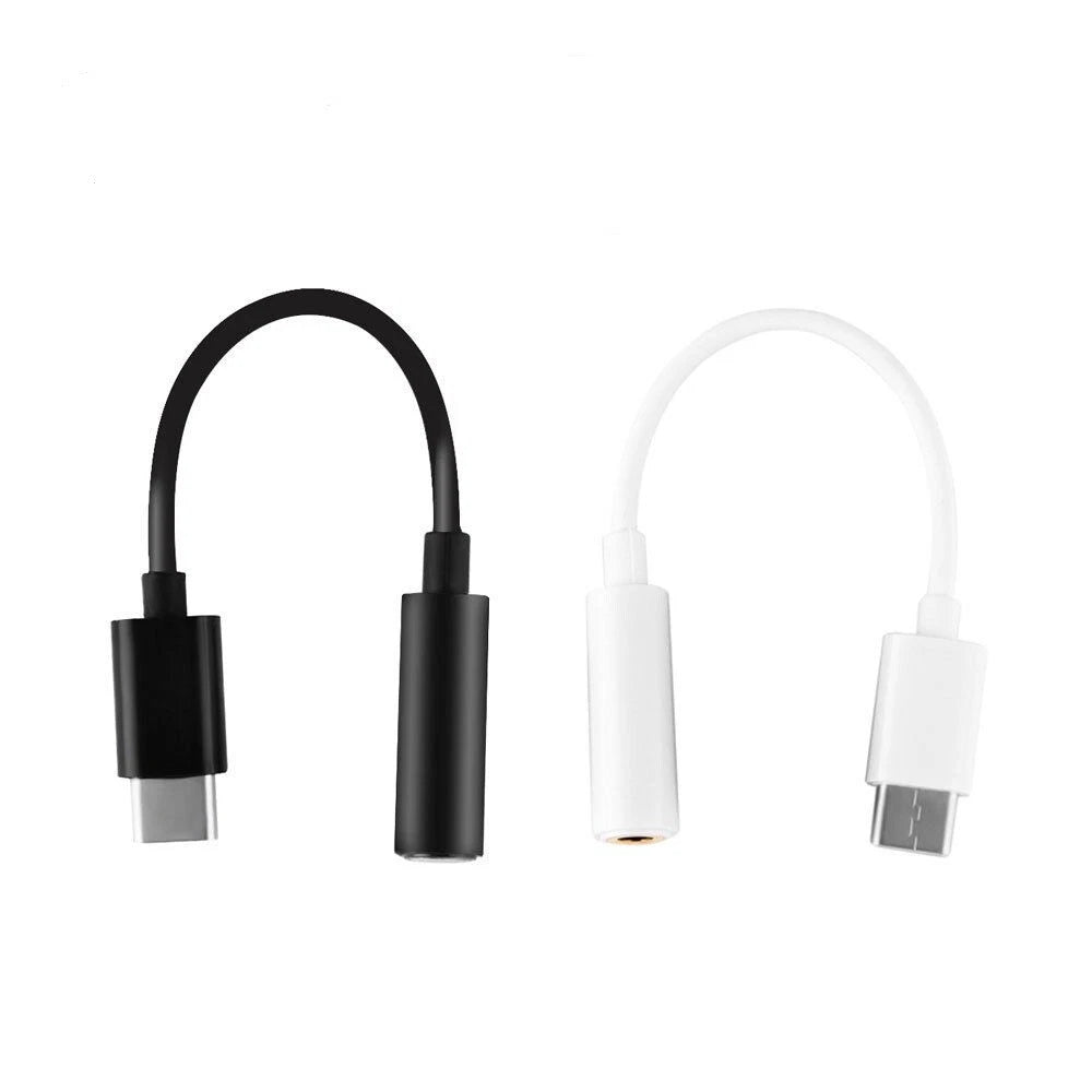 Adattatore Audio USB Type-C Maschio a Jack 3,5mm Femmina, 10cm, per Huawei Xiaomi Samsung Android, Nero o Bianco